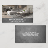 Leder | Modernes Interieur Zuhause Visitenkarte (Vorne/Hinten)