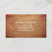 Leder | Monogram Brown stitched | Holzkörner Visitenkarte (Rückseite)