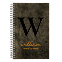 Leder Monogram schwarze goldene Schrift Name