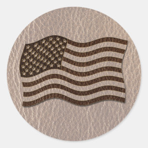 Leder-Optik USA-Flagge Soft Runder Aufkleber