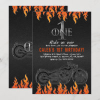 Leder & Orange Flames Motorrad 1 1. Geburtstag