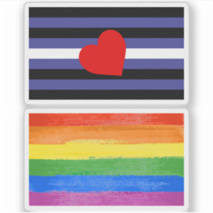 Leder-Pride-Flagge und Herz Aufkleber
