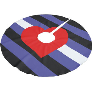 Leder-Pride-Flagge und Herz Polyester Weihnachtsbaumdecke