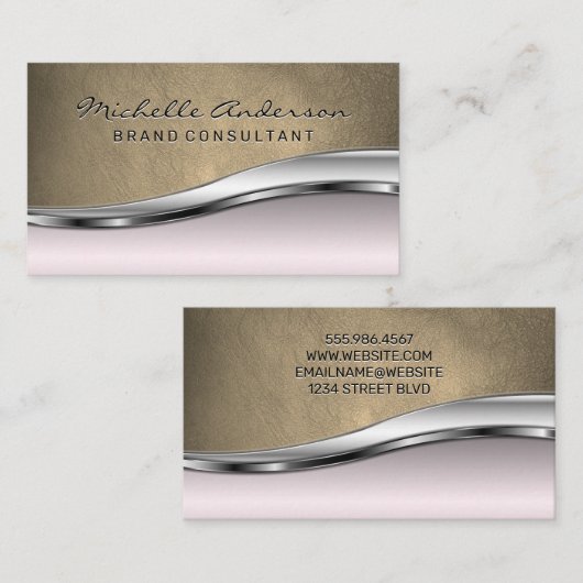 Leder | Rosa metallischer Hintergrund Visitenkarte (Vorne/Hinten)