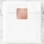 Leder-Rose Gold Blush Metal Minimale Monogramm Quadratischer Aufkleber (Tasche)