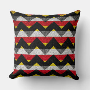 Leder Schwarz Rot Chevron Streifen Muster Kissen