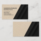 Leder | Schwarzer geometrischer Hintergrund Visitenkarte (Vorne/Hinten)