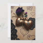 Leder, Spitzen und Rose Gothic Steampunk Wedding Einladung (Rückseite)