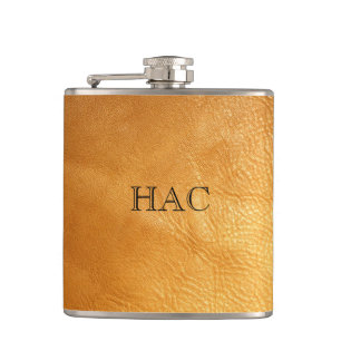 Leder-Taschenflasche mit individuellem Monogramm Flachmann