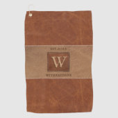 Leder Tone Streifen Kastanienbraun Golfhandtuch (Vorderseite)