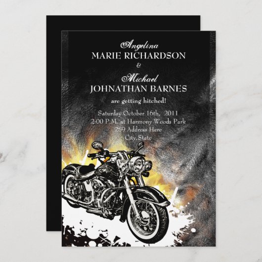 Leder-u. Flammen-unkonventionelle Einladung (Vorne/Hinten)