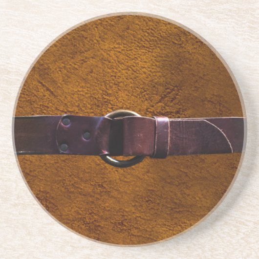 Leder und Belt Brown Leather Sandstone Untersetzer (Vorne)