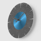 Leder und Blauer Stahl Große Wanduhr (Winkel)