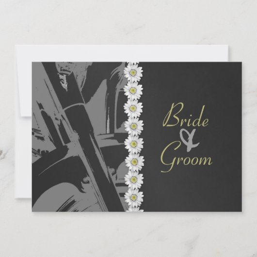 Leder und Gänseblümchen, die Einladung Wedding (Vorderseite)