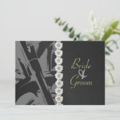 Leder und Gänseblümchen, die Einladung Wedding (Stehend Vorderseite)