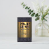 Leder und Gold-Metallic Visitenkarte (Stehend Vorderseite)