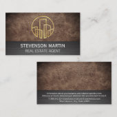 Leder und Metallgewebe | Gold Embossed Gebäude Visitenkarte (Vorne/Hinten)