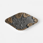 Leder und Rose 3d-Look Hochzeitszettel Pappteller (Gewinkelt)