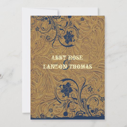 Leder-und Spitze-Hochzeits-Einladung Einladung (Rückseite)