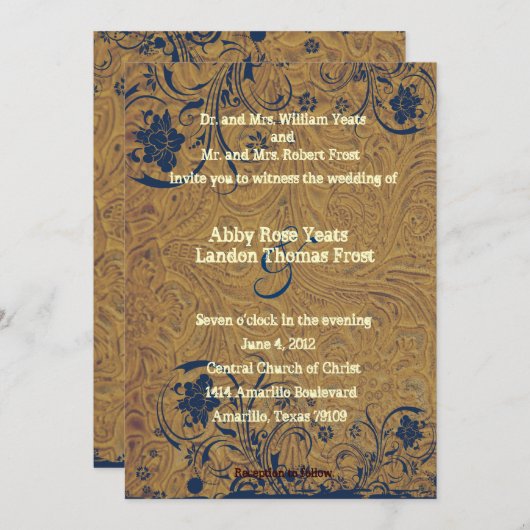 Leder-und Spitze-Hochzeits-Einladung Einladung (Vorne/Hinten)