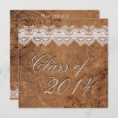 Leder und Spitzen Abschluss Einladung (Vorne/Hinten)