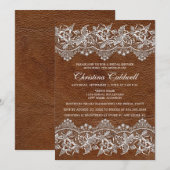 Leder und Spitzen-Look Brautparty Einladung (Vorne/Hinten)