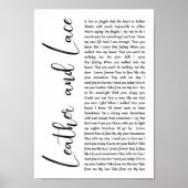 Leder und Spitzen White Script Song Lyrik Print Poster (Vorne)