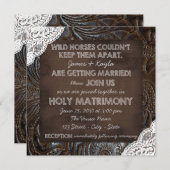 Leder- und Spitzenhochzeit Einladung (Vorne/Hinten)