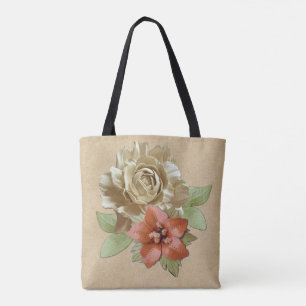 Leder- und Veloursleder-Blumenkunst Tasche