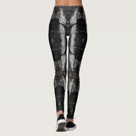 Leder Viking Armor Abstract Design, schwarz Leggings (Rückseite)