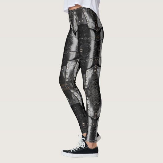 Leder Viking Armor Abstract Design, schwarz Leggings (Links)