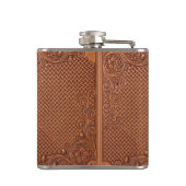 Leder Vintage Western Cowboy Initialen Flasche Flachmann (Rückseite)