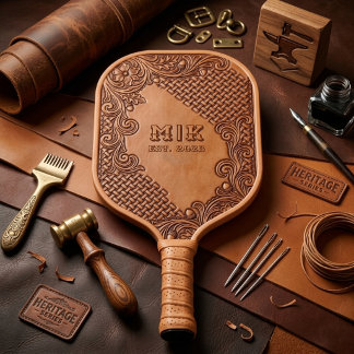 Leder Vintage Western Initialen Pickleball-Schläge Pickleball Schläger