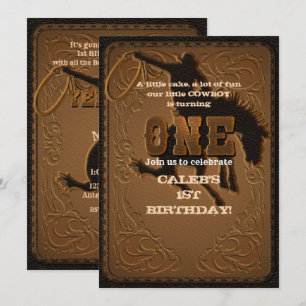 Leder Western Wild West Cowboy EINER 1. Geburtstag Einladung