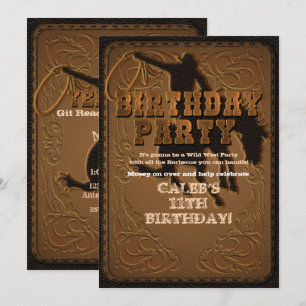 Leder Western Wild West Cowboy Geburtstagsfeier Einladung