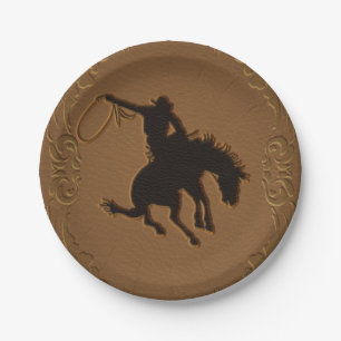 Leder Western Wildwest Cowboy Geburtstagsfeier Pappteller