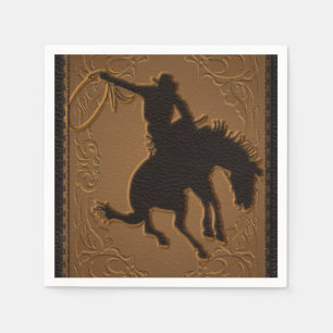 Leder Western Wildwest Cowboy Geburtstagsfeier Serviette