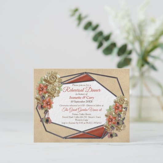 Leder & Wildleder Textur Probe Dinner Einladung (Stehend Vorderseite)