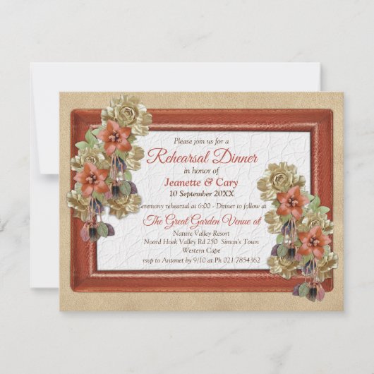 Leder & Wildleder Textur Probe Dinner Einladung (Vorderseite)