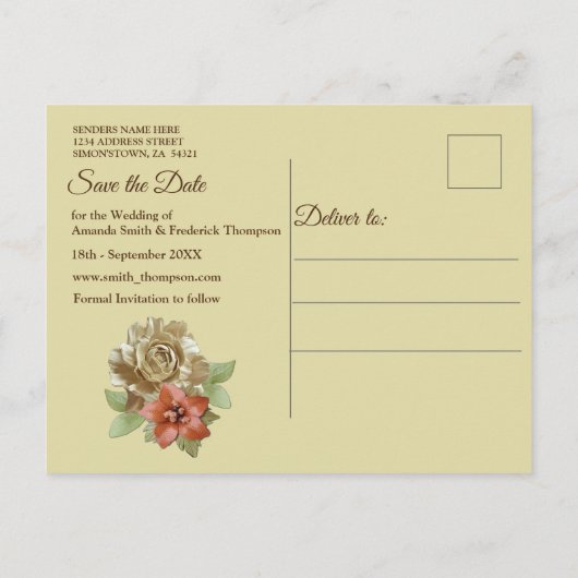 Leder & Wildleder Textur Save the Date Ankündigungspostkarte (Rückseite)