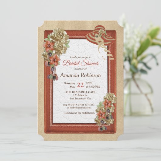 Leder & Wildleder Texture Art Brautparty Einladung (Stehend Vorderseite)