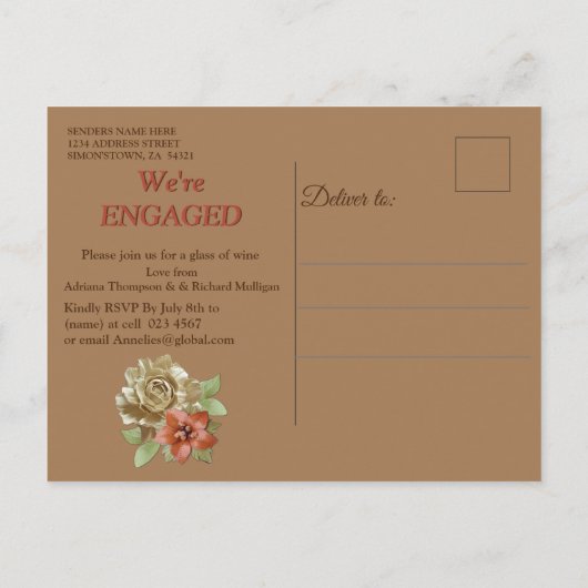 Leder & Wildleder Texture Art Verlobung Einladungspostkarte (Rückseite)