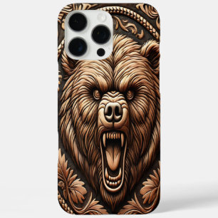 Lederähnlicher Bärenkopf iPhone 16 Pro Max Hülle