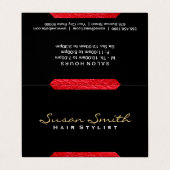 Lederakzent (rot) | Chic, Visitenkarten (Außenseite Aufgefaltet)