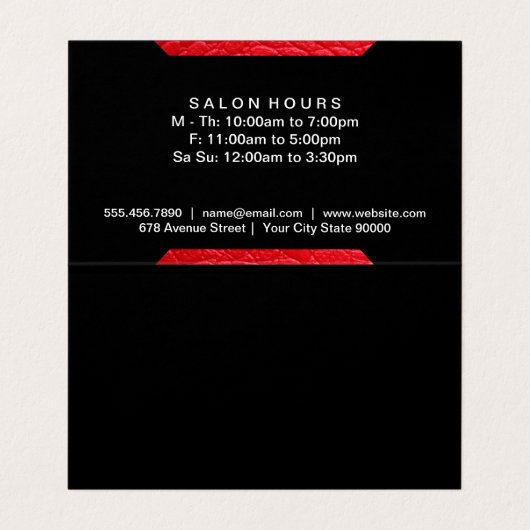 Lederakzent (rot) | Chic, Visitenkarten (Innenseite Aufgefaltet)