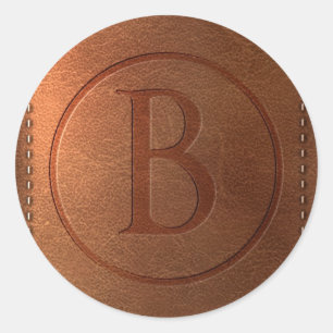 Lederalphabet Buchstabe B Runder Aufkleber