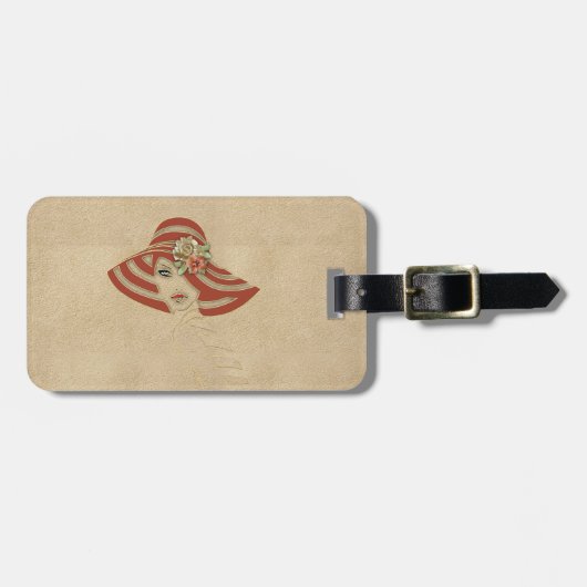 Lederarbeit in Blume über Wildleder Gepäckanhänger (Vorderseite horizontal)