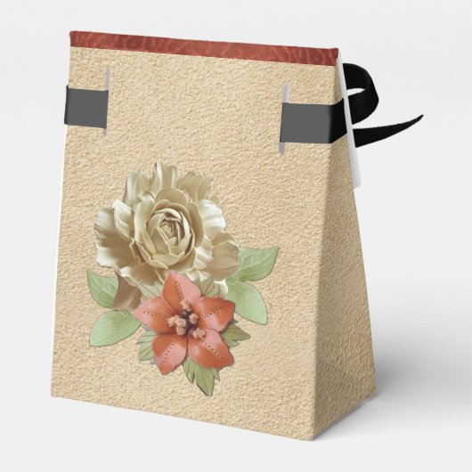 Lederarbeit in Blume über Wildleder Geschenkschachtel (Rückseite)