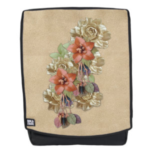Lederarbeit in Blume über Wildleder Rucksack