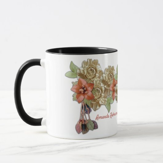 Lederarbeit in Blume über Wildleder Tasse (Links)